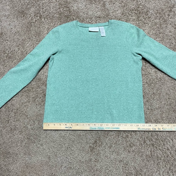 LIZ CLAIBORNE WOMENS LONG SLEEVE RIBBED SHIRT. LIGHT GREEN. PETITE. - Picture 7 of 9